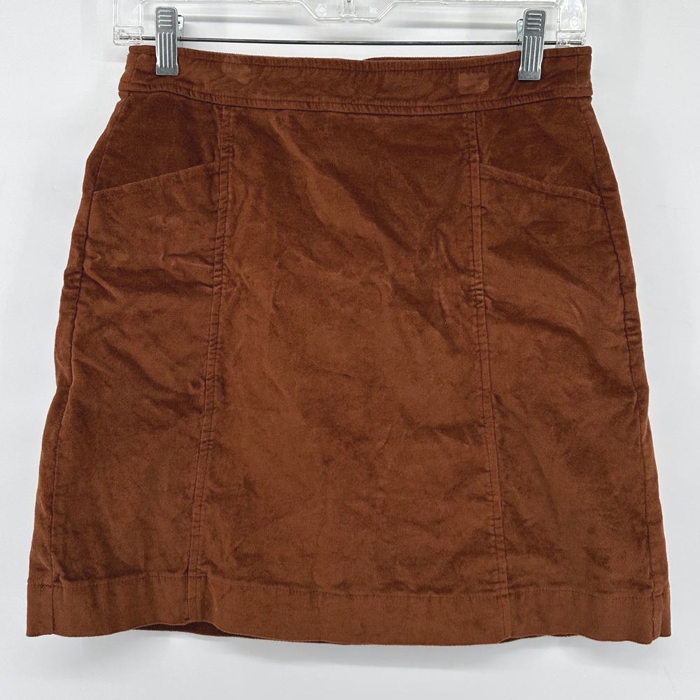 Loft Outlet Rust Brown Corduroy Mini Skirt Size 0 A-Line Pockets 801532